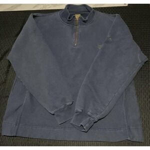 Timberland Weathergear Sweatshirt Mens Medium Blue 1/4 Zip Fleece Pullover